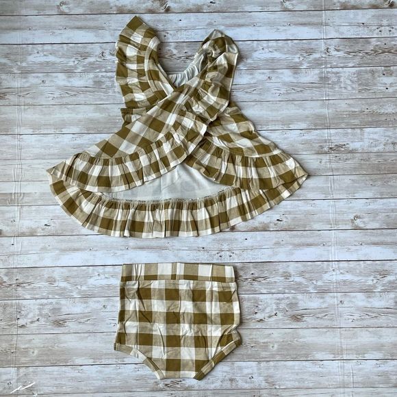 Kate Quinn Gingham Ruffle Pinafore Dress and Bloomers - Picture 2 of 6